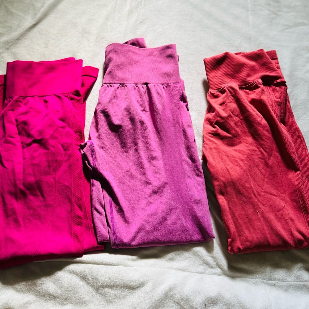 Women's High-Waisted Leggings - Pink, Purple, Red